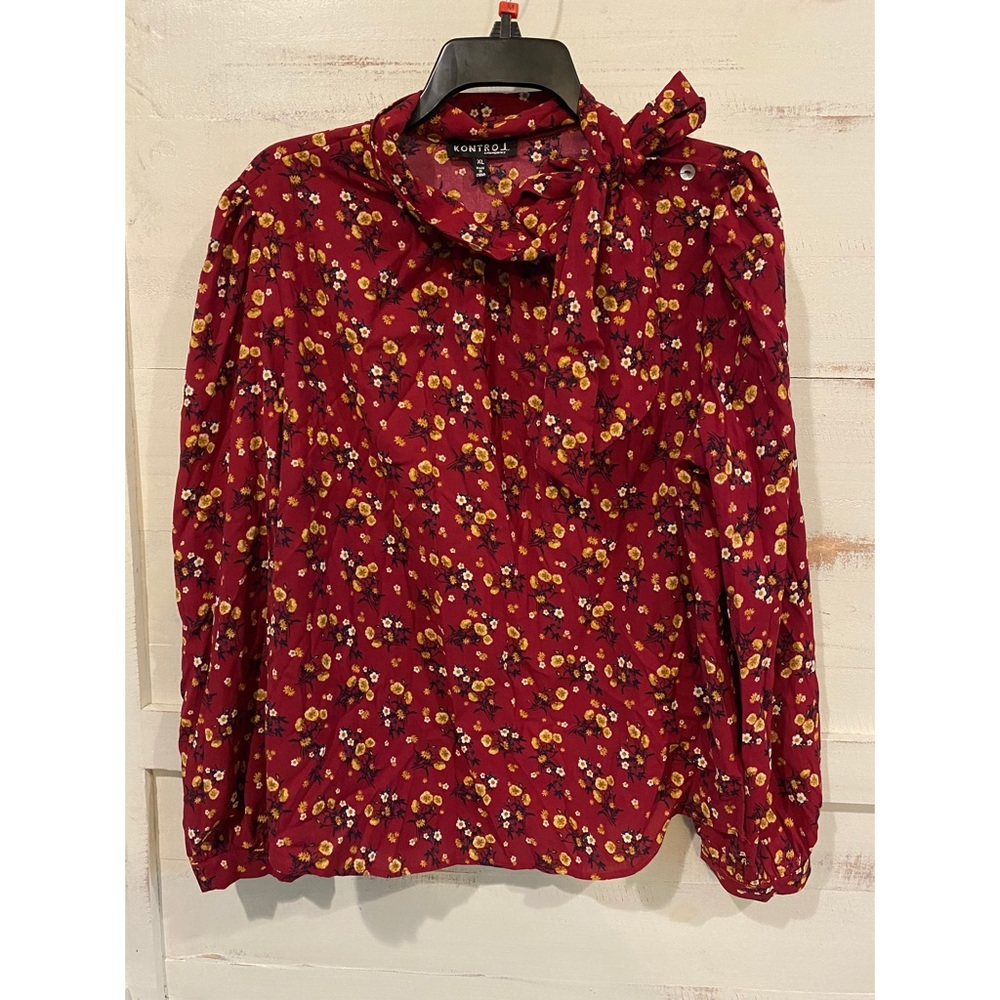 Red Floral Blouse with Shoulder Straps
